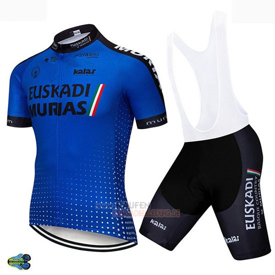 Euskadi Murias Kurzarmtrikot 2019 und Kurze Tragerhose Blau